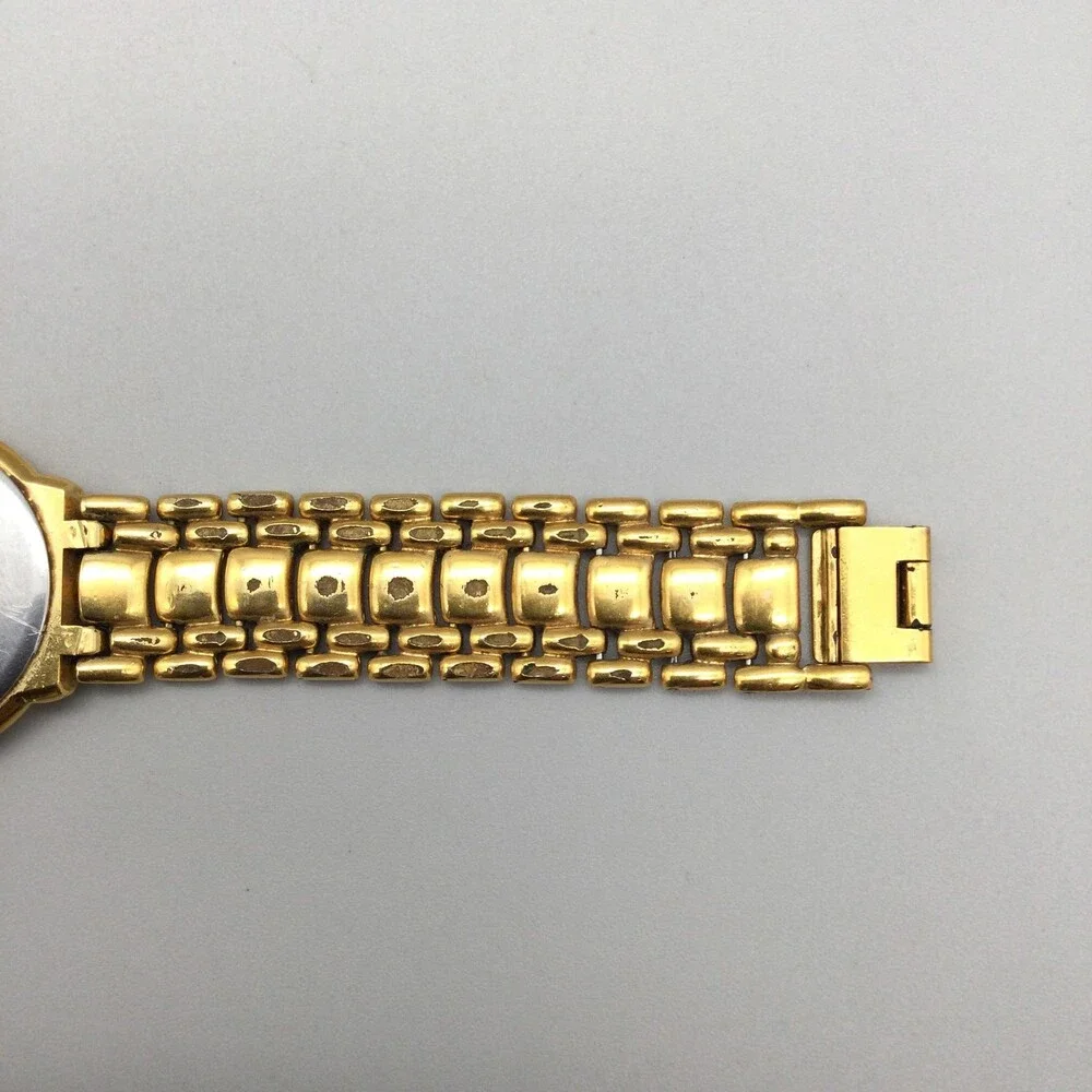 Cyma Le Locle Mens Watch 33mm Gold Tone Date Swiss Made New Battery 7.25